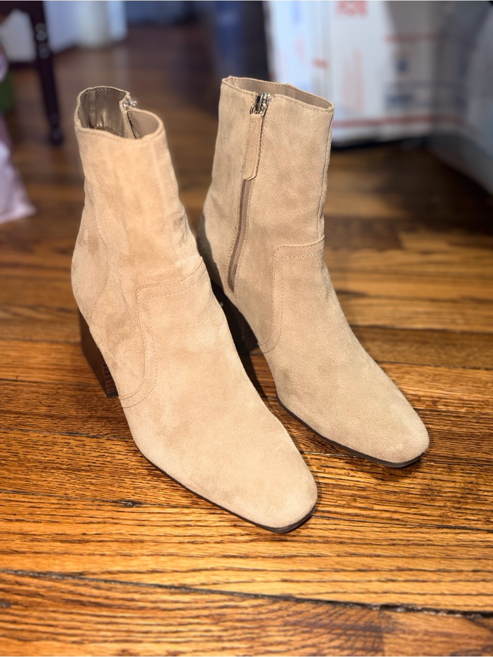 Blondo Salome Waterproof Suede Ankle Boots Taupe Beige Womens 9M B7332